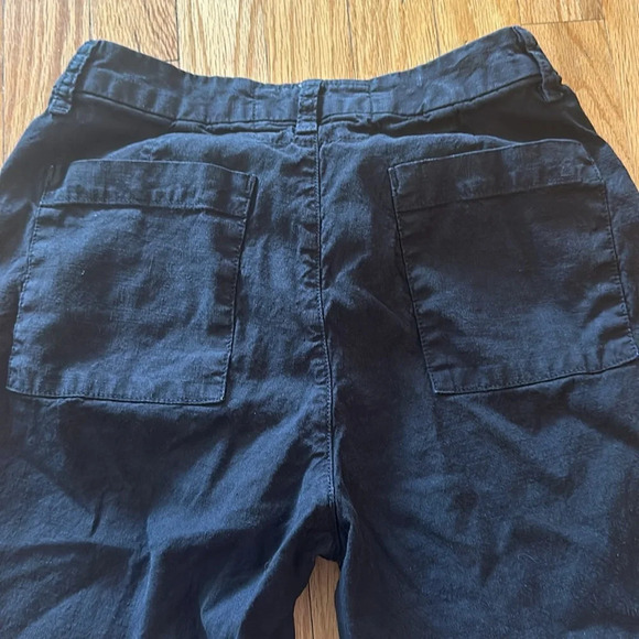 Frank & Eileen sz 2 black cotton linen blend pants zip front back pockets - Picture 6 of 9